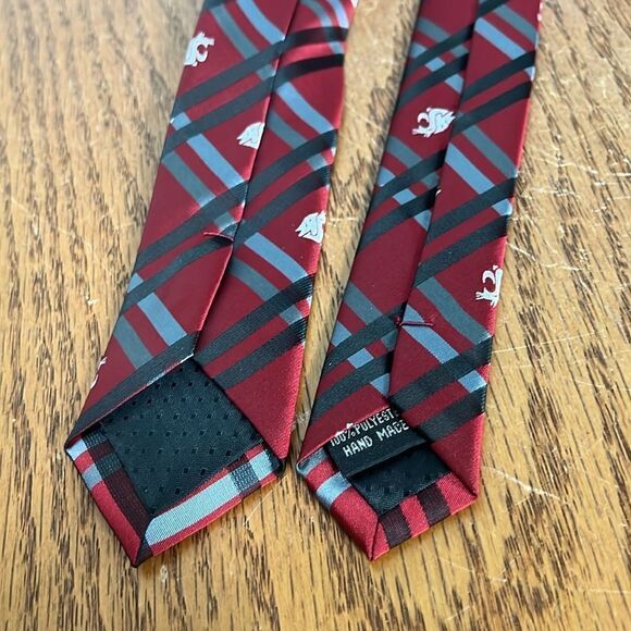 WSU Cougars Logo Necktie 2” skinny plaid Wazzu - Picture 3 of 5